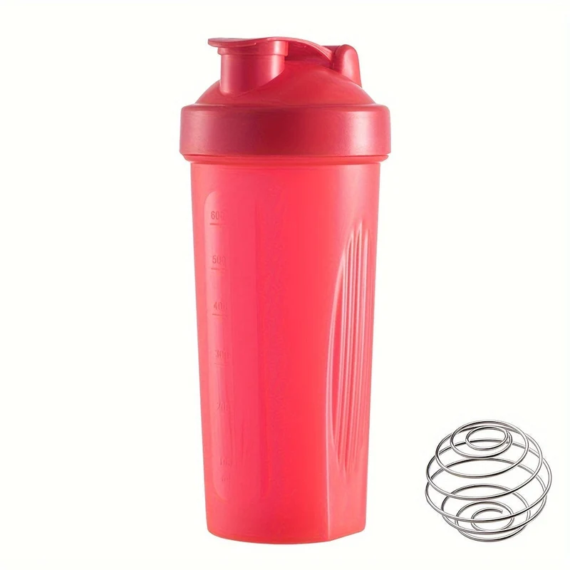 1 Stück, großer Sport-Shake-Becher, mit Metall-Rührkugel, zum Mischen von Protein-Pulver-Shake-Getränken, Sportwasserflasche, geeignet für Fitnessstudio, Schulspielplatzarbeit und andere, der beste Begleiter für Sportler, 600 ml/20 Unzen