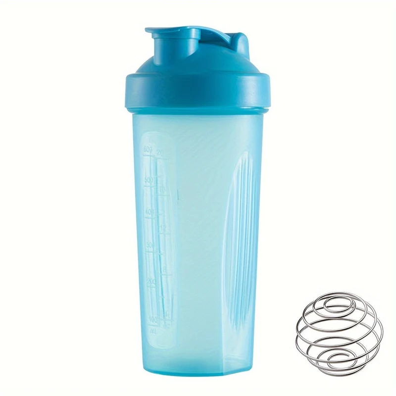 1 Stück, großer Sport-Shake-Becher, mit Metall-Rührkugel, zum Mischen von Protein-Pulver-Shake-Getränken, Sportwasserflasche, geeignet für Fitnessstudio, Schulspielplatzarbeit und andere, der beste Begleiter für Sportler, 600 ml/20 Unzen
