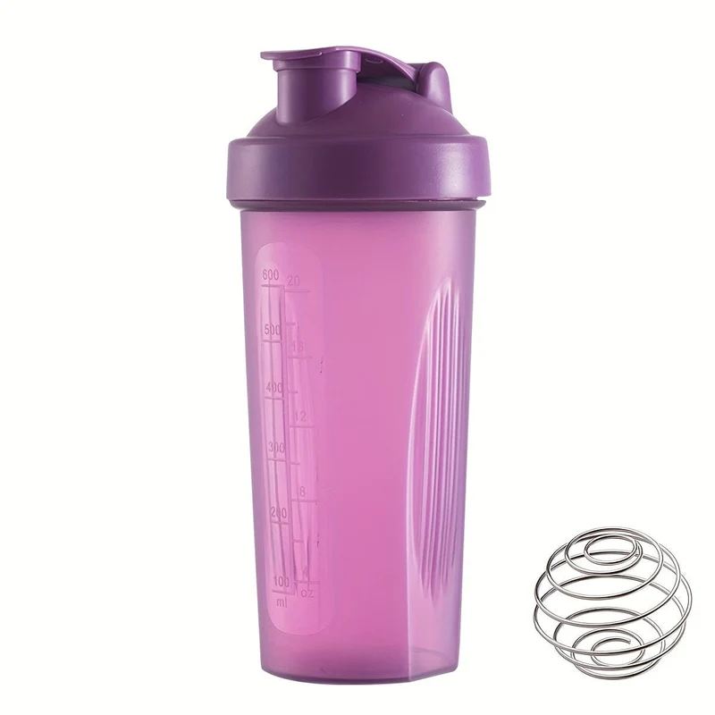 1 Stück, großer Sport-Shake-Becher, mit Metall-Rührkugel, zum Mischen von Protein-Pulver-Shake-Getränken, Sportwasserflasche, geeignet für Fitnessstudio, Schulspielplatzarbeit und andere, der beste Begleiter für Sportler, 600 ml/20 Unzen