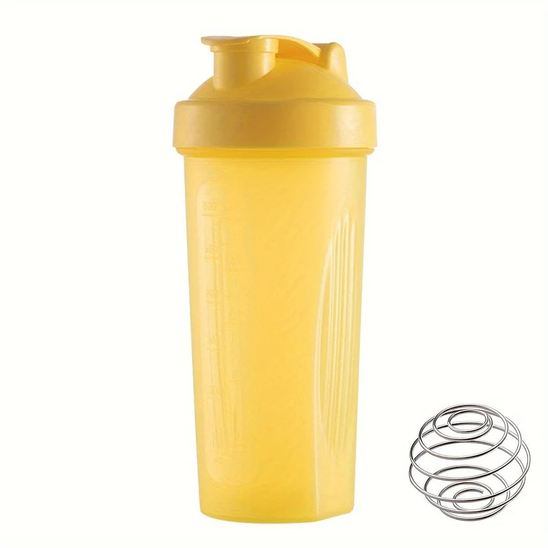 1 Stück, großer Sport-Shake-Becher, mit Metall-Rührkugel, zum Mischen von Protein-Pulver-Shake-Getränken, Sportwasserflasche, geeignet für Fitnessstudio, Schulspielplatzarbeit und andere, der beste Begleiter für Sportler, 600 ml/20 Unzen