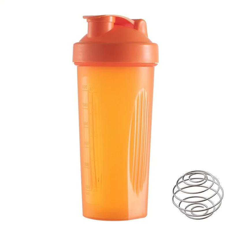 1 Stück, großer Sport-Shake-Becher, mit Metall-Rührkugel, zum Mischen von Protein-Pulver-Shake-Getränken, Sportwasserflasche, geeignet für Fitnessstudio, Schulspielplatzarbeit und andere, der beste Begleiter für Sportler, 600 ml/20 Unzen