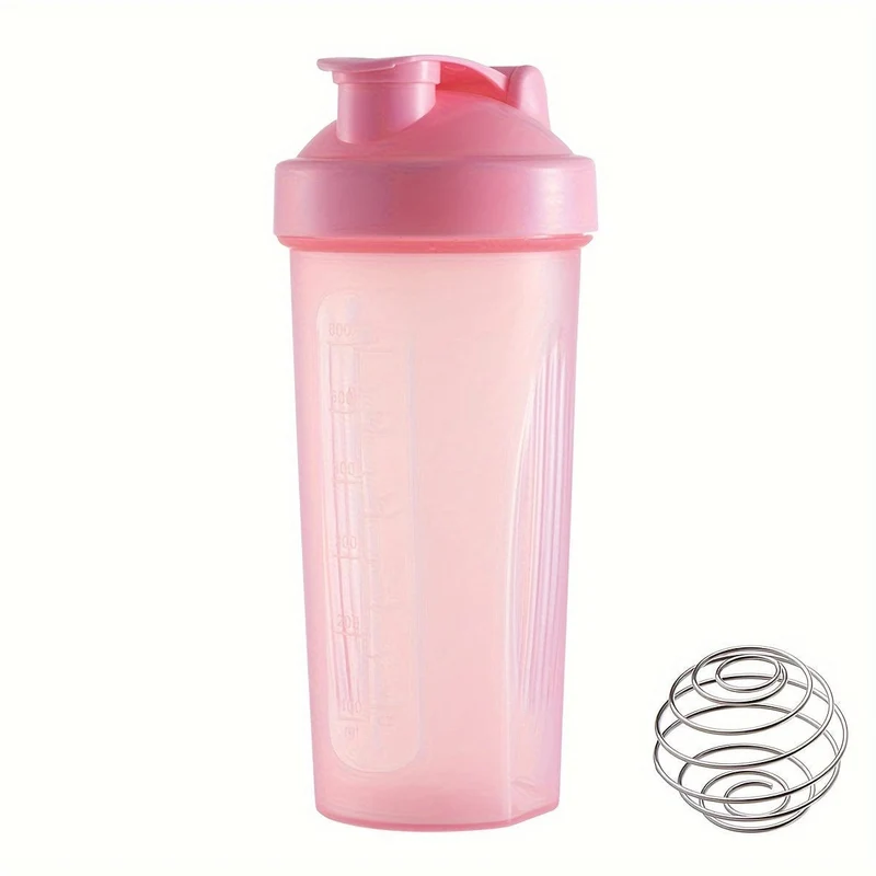 1 Stück, großer Sport-Shake-Becher, mit Metall-Rührkugel, zum Mischen von Protein-Pulver-Shake-Getränken, Sportwasserflasche, geeignet für Fitnessstudio, Schulspielplatzarbeit und andere, der beste Begleiter für Sportler, 600 ml/20 Unzen