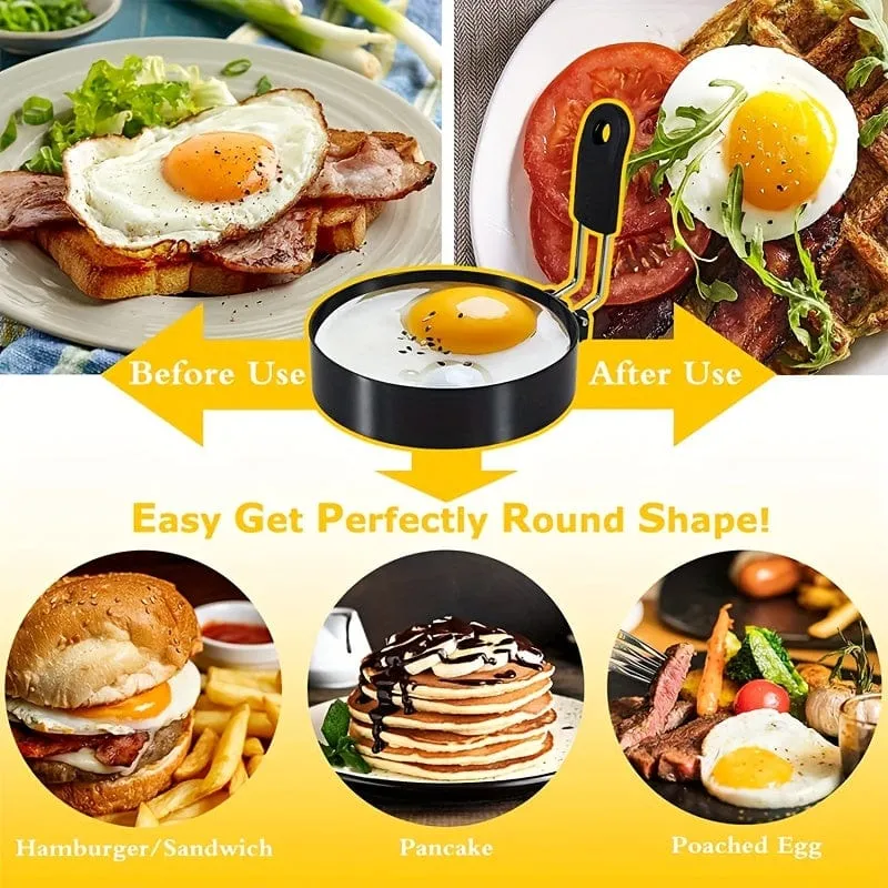 2 Stück, Eierringe (4''), Eierkochringe aus Edelstahl, Pfannkuchenform zum Braten von Eiern und Omelette, Küchenhelfer, Küchenzubehör, Küchenzubehör, Haushaltsküchenartikel