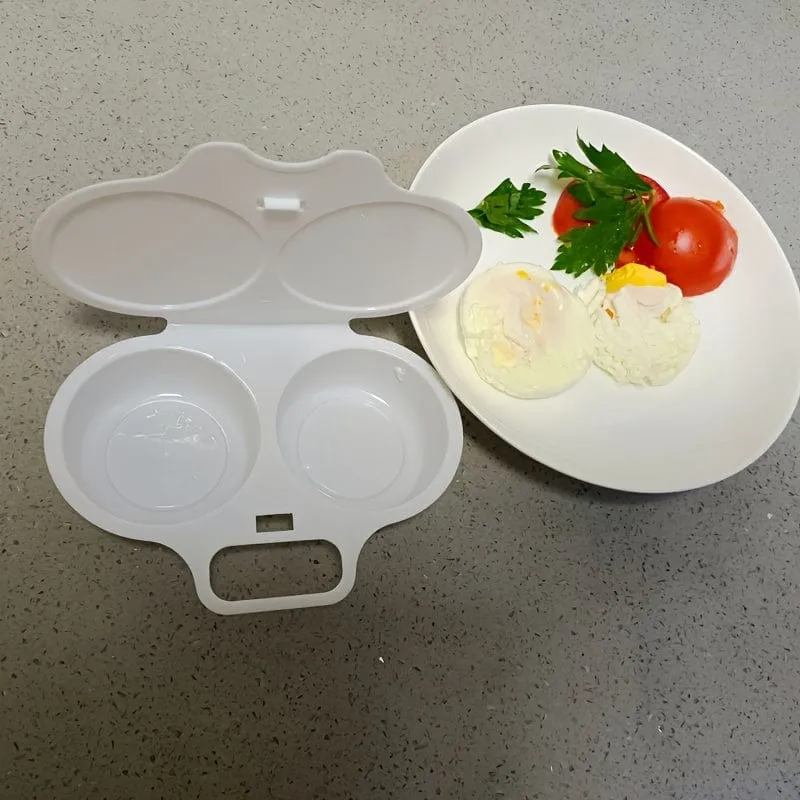 1 Eierkocher, rundes Eierfrittierwerkzeug aus Kunststoff, Küchenzubehör, Mikrowellen-Eierdampfer, Fritteuse, Mikrowellen-Eierdampfer aus Kunststoff, Eierfritteuse aus Kunststoff, Küchenutensilien