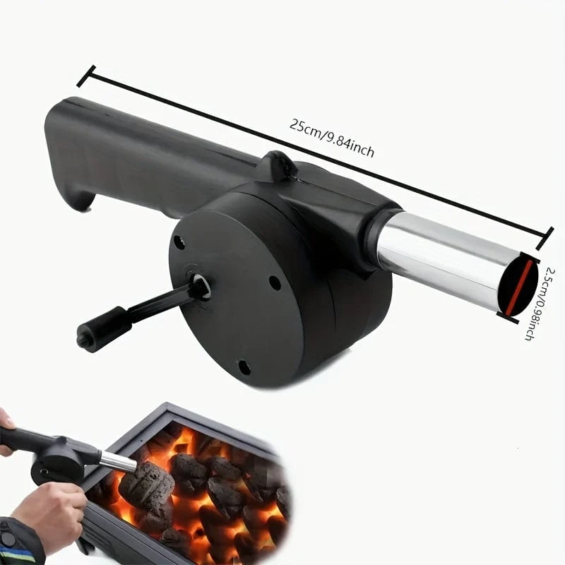 1-teiliger Grillventilator: Tragbarer manueller Handkurbelbalg für schnellen Feueranzünder und Outdoor-Picknick-Camping-Kochen!