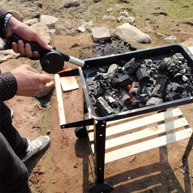 1-teiliger Grillventilator: Tragbarer manueller Handkurbelbalg für schnellen Feueranzünder und Outdoor-Picknick-Camping-Kochen!