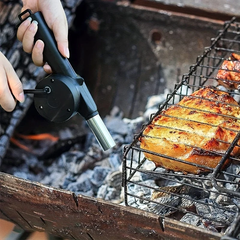 1-teiliger Grillventilator: Tragbarer manueller Handkurbelbalg für schnellen Feueranzünder und Outdoor-Picknick-Camping-Kochen!