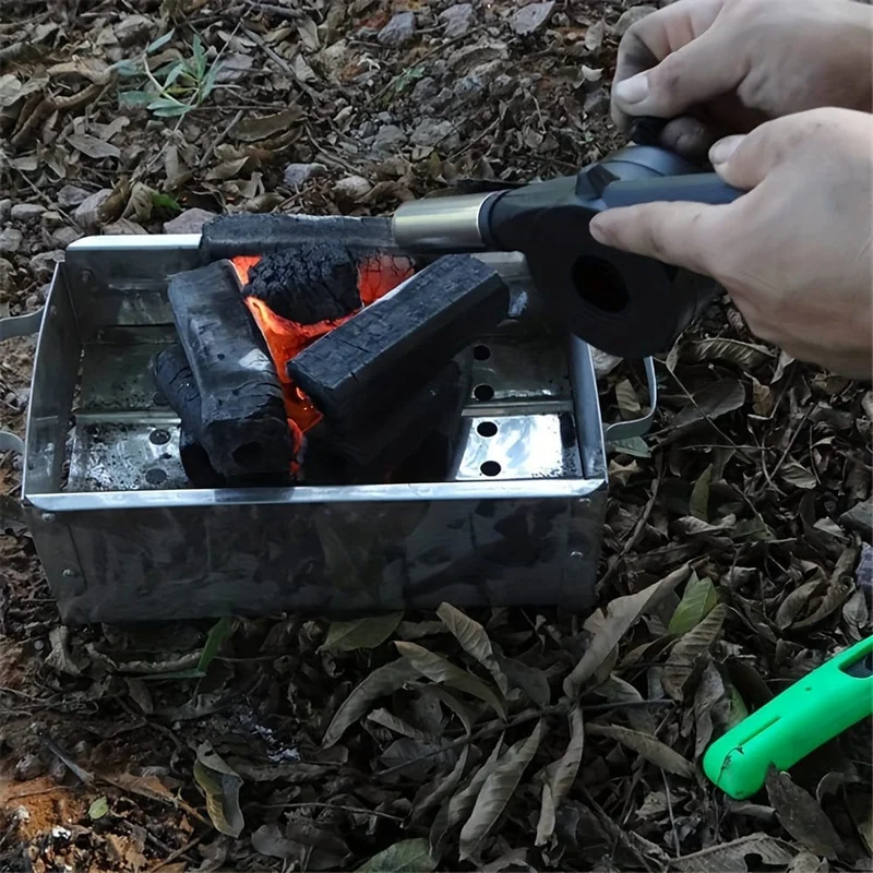 1-teiliger Grillventilator: Tragbarer manueller Handkurbelbalg für schnellen Feueranzünder und Outdoor-Picknick-Camping-Kochen!