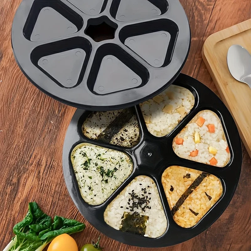 1 Stück Sushi-Form aus Kunststoff, Form für gepressten Reis, gepresste Form für Reisbällchen mit 6 Mulden, Bento-Form, nützliches Küchenzubehör, Heimwerkerbedarf, Küchenbedarf, Geschirrzubehör