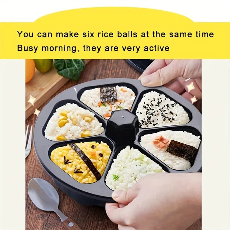 1 Stück Sushi-Form aus Kunststoff, Form für gepressten Reis, gepresste Form für Reisbällchen mit 6 Mulden, Bento-Form, nützliches Küchenzubehör, Heimwerkerbedarf, Küchenbedarf, Geschirrzubehör