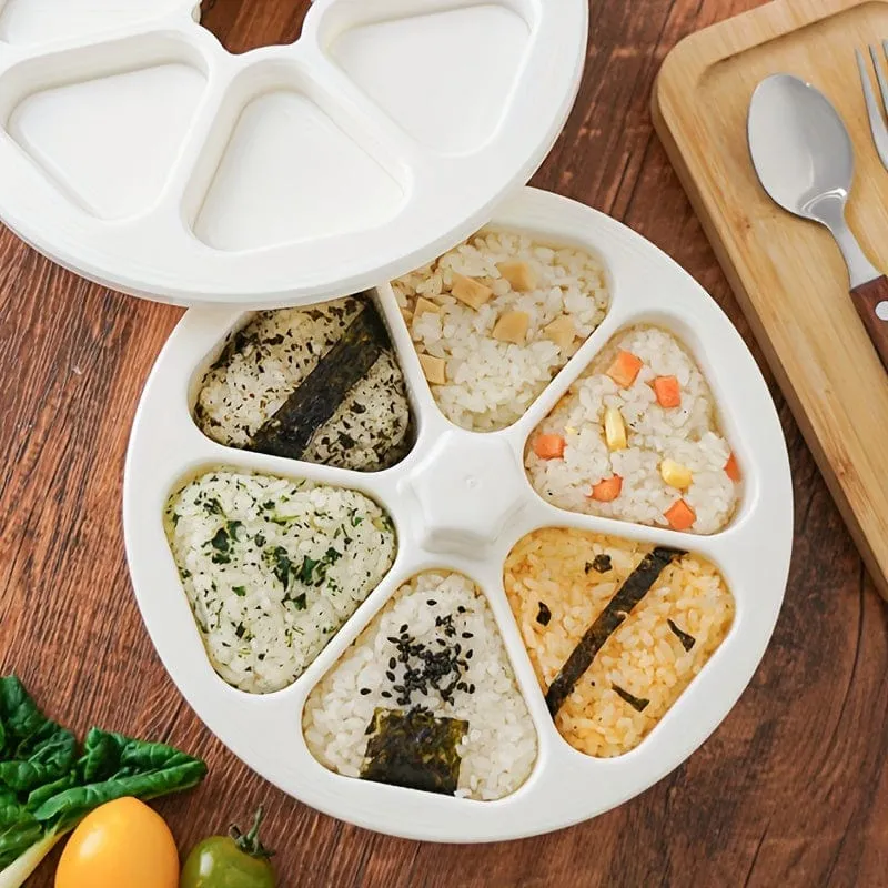 1 Stück Sushi-Form aus Kunststoff, Form für gepressten Reis, gepresste Form für Reisbällchen mit 6 Mulden, Bento-Form, nützliches Küchenzubehör, Heimwerkerbedarf, Küchenbedarf, Geschirrzubehör