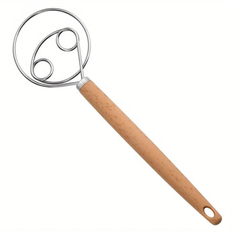 1 Stück, manueller Teigmixer aus Edelstahl (10.43 x 2.95 Zoll), Handmehlbesen mit Holzgriff, antihaftbeschichtetes Backwerkzeug, Schneebesen, Küchengerät für Brotbacken, Gebäck und Kuchen