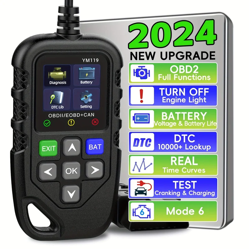 Auto-Codeleser, OBD2-Auto-Code-Scanner, Spannungsprüfer, Motorfehlercode-Scanner, EOBD+CAN-Ladetester, Diagnosetool für Autos mit OBDII-Protokoll