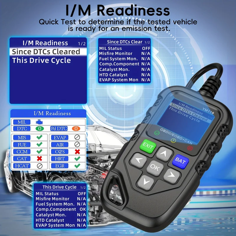 Auto-Codeleser, OBD2-Auto-Code-Scanner, Spannungsprüfer, Motorfehlercode-Scanner, EOBD+CAN-Ladetester, Diagnosetool für Autos mit OBDII-Protokoll