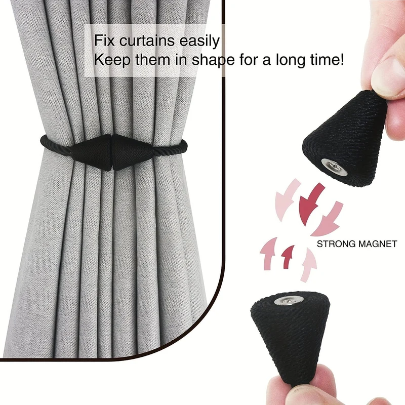 2 Stück moderne magnetische Vorhang-Raffhalter – handgefertigte Raffhalter für Schlafzimmer und Wohnzimmer – einfach zu bedienen und stilvolle Heimdekoration