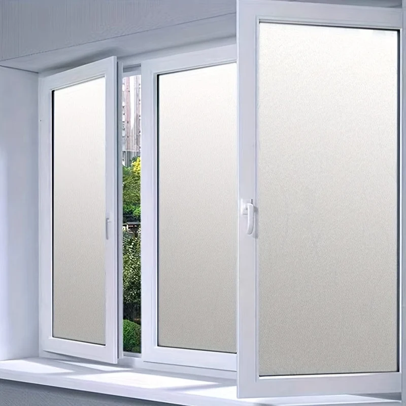 1 Stück Sichtschutz-Fensteraufkleber – Milchglasfolie für Büro, Badezimmer und Zuhause – durchscheinend und undurchsichtig – elektrostatischer Kleber – blockiert Spähen und Blendung