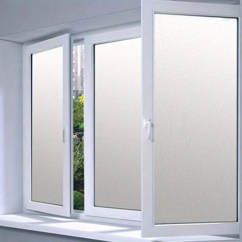 1 Stück Sichtschutz-Fensteraufkleber – Milchglasfolie für Büro, Badezimmer und Zuhause – durchscheinend und undurchsichtig – elektrostatischer Kleber – blockiert Spähen und Blendung