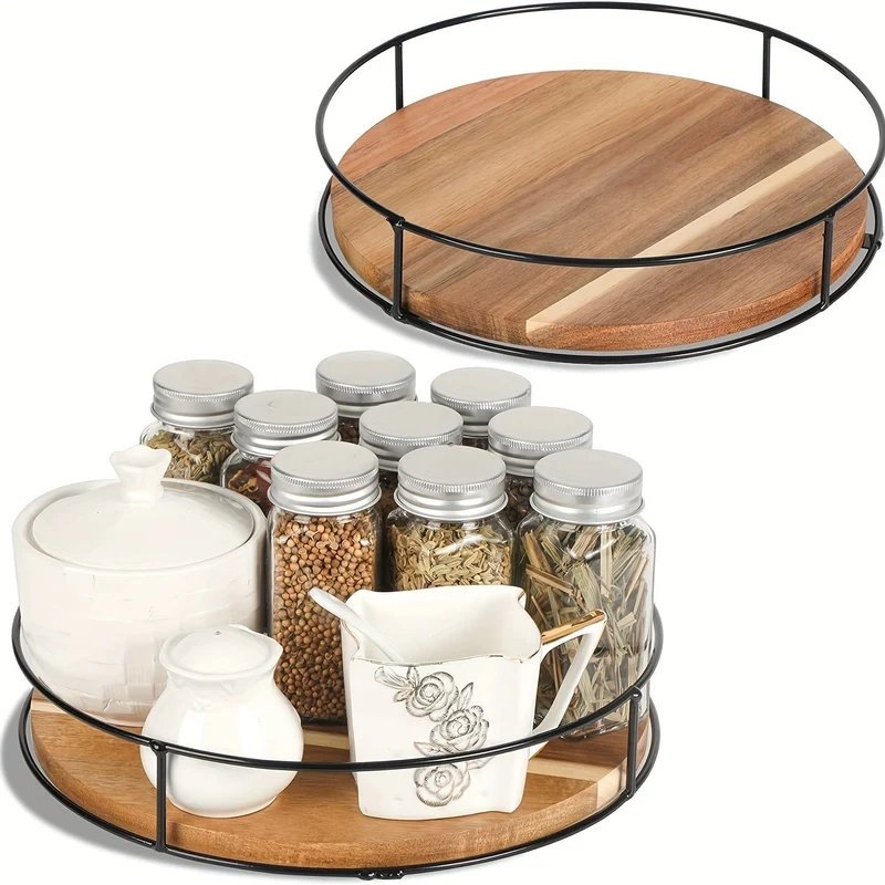 1 Stück, Drehteller-Organizer, Gewürzschleuder, Gewürzregal-Organizer, drehbarer Gewürzregalhalter, Schreibtisch-Aufbewahrungsbox, Kosmetik-Aufbewahrungstablett, Küchenutensilien, Wohnungsutensilien, Studentenwohnheim-Utensilien, fertig