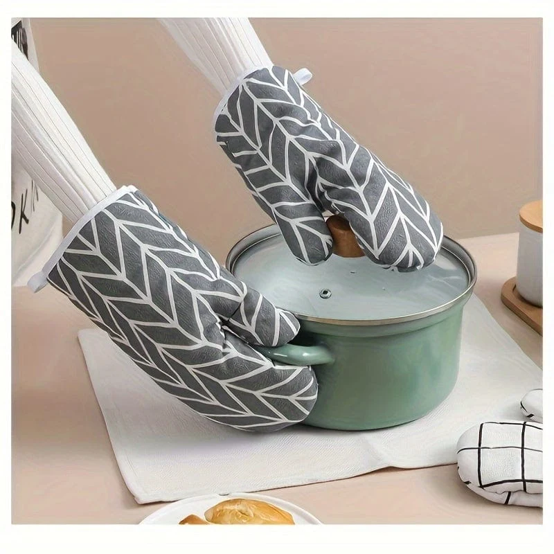 1 Stück, Ofenhandschuh, hitzebeständige Handschuhe im einfachen Stil, verdickte Mikrowellen-Backofen-Isolierhandschuhe, rutschfeste Griffflächen und Aufhängeschlaufenhandschuhe, Küchenbedarf, Küchenhelfer, Zubehör