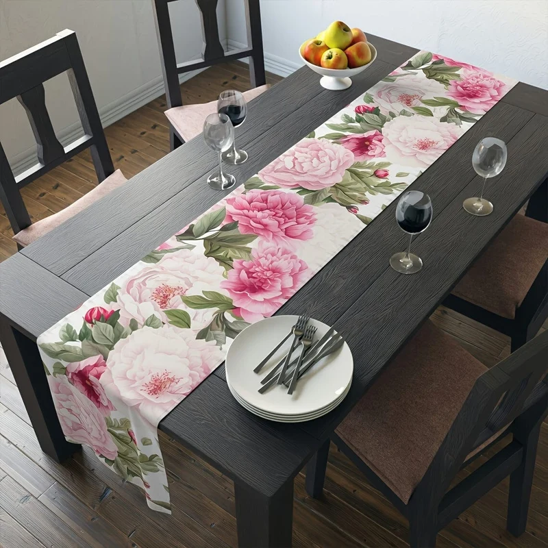 1 Stück, Tischläufer, Bohemian-Stil, Aquarell-Blumen-Tischläufer, farbenfroh, wunderschön bedruckte Tischdecke, wasserdicht, schmutzabweisend, perfekt für Partys, Familientreffen, Esstischdekoration