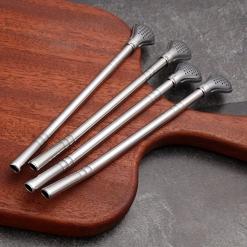 3 Stück/Set, Edelstahl-Strohhalme, Löffel, Rührlöffel, abnehmbarer Reinigungsstrohhalm, Saft-Milch-Tee-Filterstrohhalm, Strohbürste, Trinkgeschirr-Zubehör, Küchenbedarf