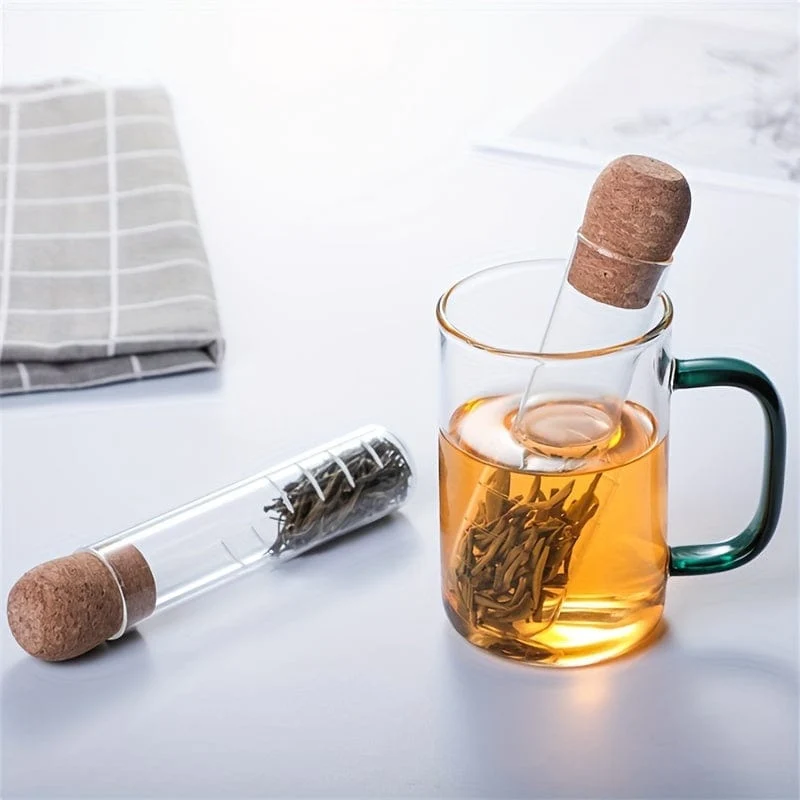 1 Stück hitzebeständiges Teesieb aus Glas – transparentes, steileres Rohr für losen Tee – wiederverwendbares Teezubehör für Zuhause und Büro