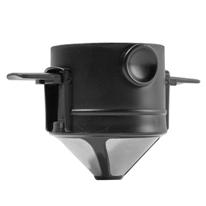 1 Stück 500 Mesh faltbarer Handspül-Kaffeefilter, Edelstahl-Kaffeefilter, schwarz, Kaffeezubehör