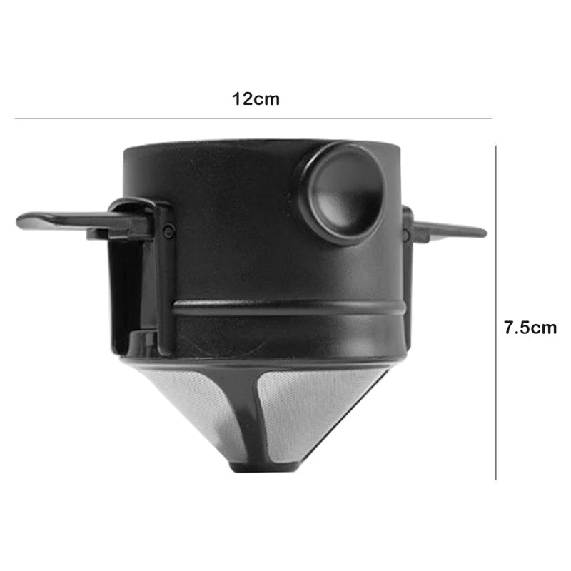 1 Stück 500 Mesh faltbarer Handspül-Kaffeefilter, Edelstahl-Kaffeefilter, schwarz, Kaffeezubehör