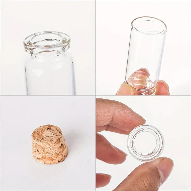 64 Stück leere Mini-Wunschflaschen aus Glas mit Stopfen, Hanfschnur und Preisschildern, Behälter mit Perlen, winzige kleine Wunschflaschen mit Treibsand