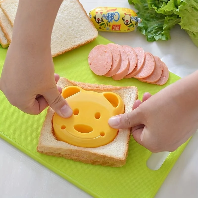 1 Stück, Sandwich-Ausstecher und -Versiegeler mit Cartoon-Bär, antihaftbeschichteter Ausstechform, Süßigkeitenform, Keksformen, Schokoladenausstecher, Frühstücksformen, Backwerkzeuge, Küchenhelfer, Küchenzubehör, Küchenartikel für Zuhause