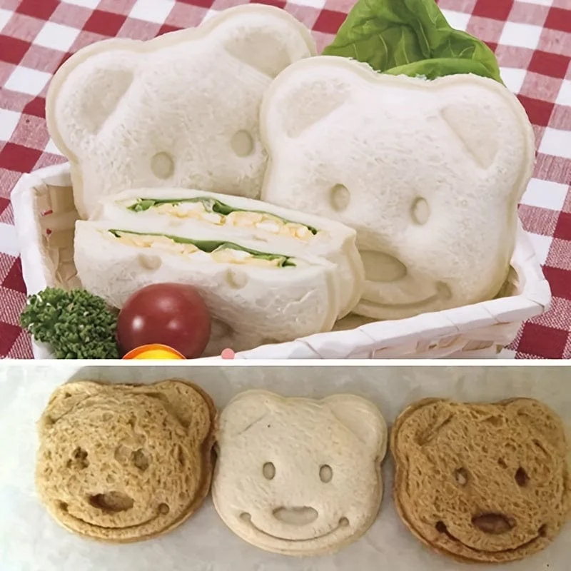 1 Stück, Sandwich-Ausstecher und -Versiegeler mit Cartoon-Bär, antihaftbeschichteter Ausstechform, Süßigkeitenform, Keksformen, Schokoladenausstecher, Frühstücksformen, Backwerkzeuge, Küchenhelfer, Küchenzubehör, Küchenartikel für Zuhause