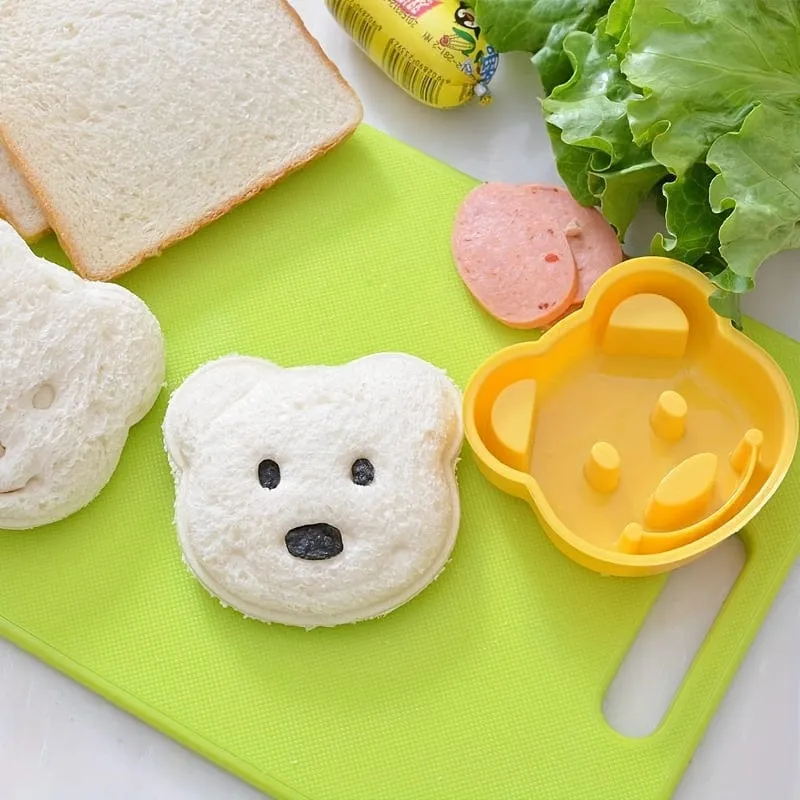 1 Stück, Sandwich-Ausstecher und -Versiegeler mit Cartoon-Bär, antihaftbeschichteter Ausstechform, Süßigkeitenform, Keksformen, Schokoladenausstecher, Frühstücksformen, Backwerkzeuge, Küchenhelfer, Küchenzubehör, Küchenartikel für Zuhause