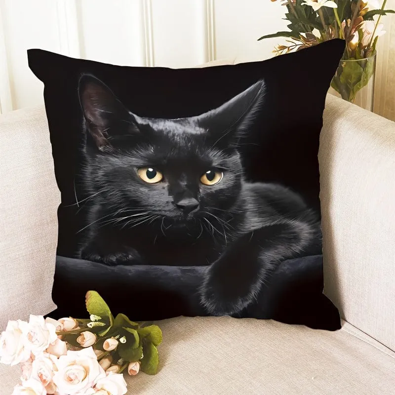 1 Stück, niedlicher Katzen-Polyester-Kissenbezug, Kissenbezug, Raumdekoration, Schlafzimmerdekoration, Sofadekoration, Sammlerstück, Gebäudezubehör (Kissen ist nicht im Lieferumfang enthalten)
