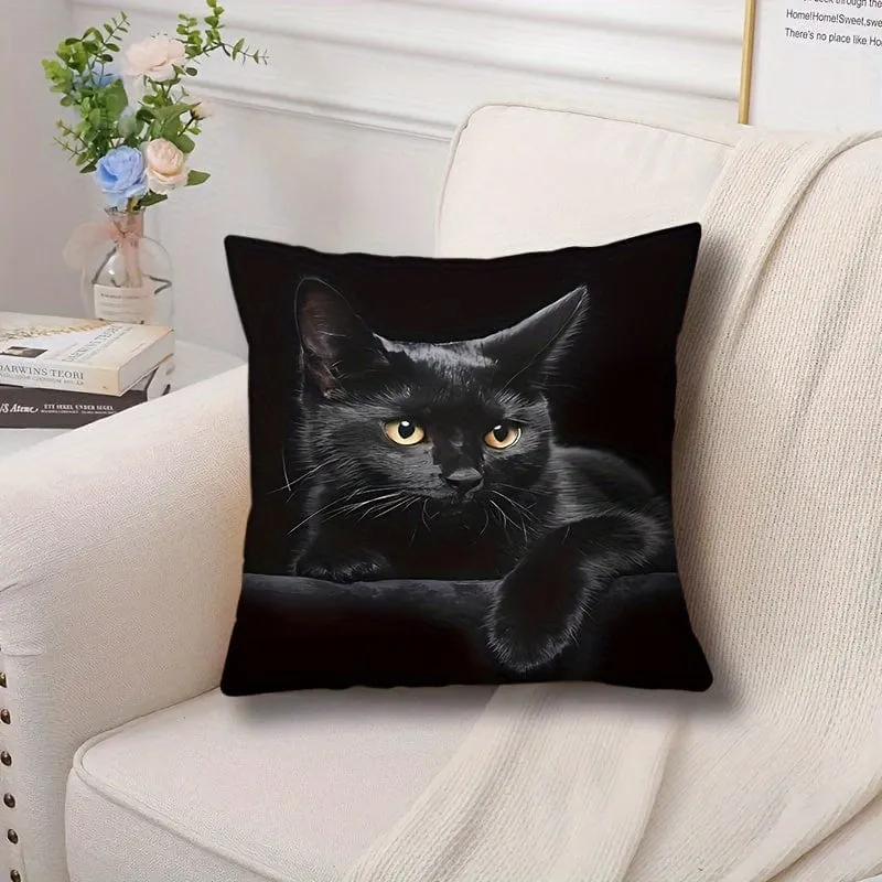 1 Stück, niedlicher Katzen-Polyester-Kissenbezug, Kissenbezug, Raumdekoration, Schlafzimmerdekoration, Sofadekoration, Sammlerstück, Gebäudezubehör (Kissen ist nicht im Lieferumfang enthalten)