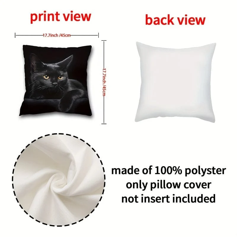 1 Stück, niedlicher Katzen-Polyester-Kissenbezug, Kissenbezug, Raumdekoration, Schlafzimmerdekoration, Sofadekoration, Sammlerstück, Gebäudezubehör (Kissen ist nicht im Lieferumfang enthalten)