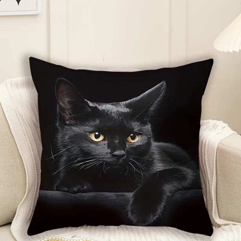 1 Stück, niedlicher Katzen-Polyester-Kissenbezug, Kissenbezug, Raumdekoration, Schlafzimmerdekoration, Sofadekoration, Sammlerstück, Gebäudezubehör (Kissen ist nicht im Lieferumfang enthalten)