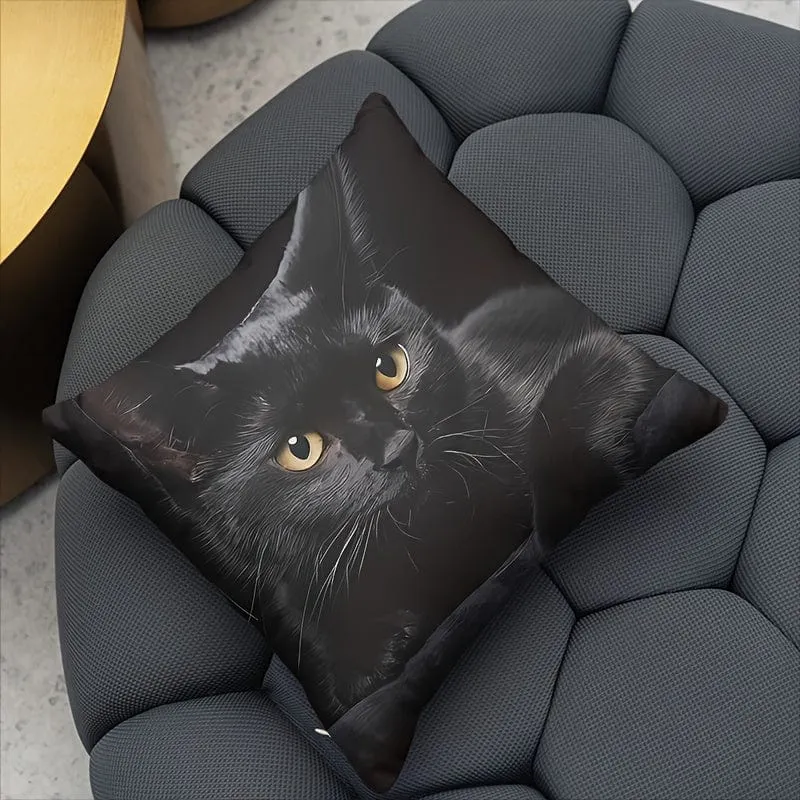 1 Stück, niedlicher Katzen-Polyester-Kissenbezug, Kissenbezug, Raumdekoration, Schlafzimmerdekoration, Sofadekoration, Sammlerstück, Gebäudezubehör (Kissen ist nicht im Lieferumfang enthalten)