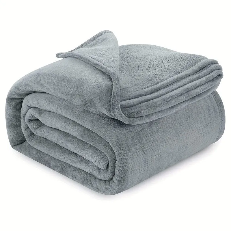 1 Stück graue Überwurfdecke, weiche Flanell-Fleecedecken, antistatische Mikrofaser-Bettdecke für Couch, Bett, Sofa, Reisen, Camping, Schulutensilien für Wohnheim