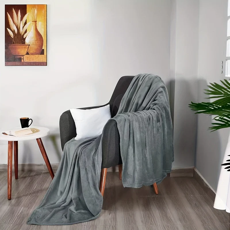 1 Stück graue Überwurfdecke, weiche Flanell-Fleecedecken, antistatische Mikrofaser-Bettdecke für Couch, Bett, Sofa, Reisen, Camping, Schulutensilien für Wohnheim