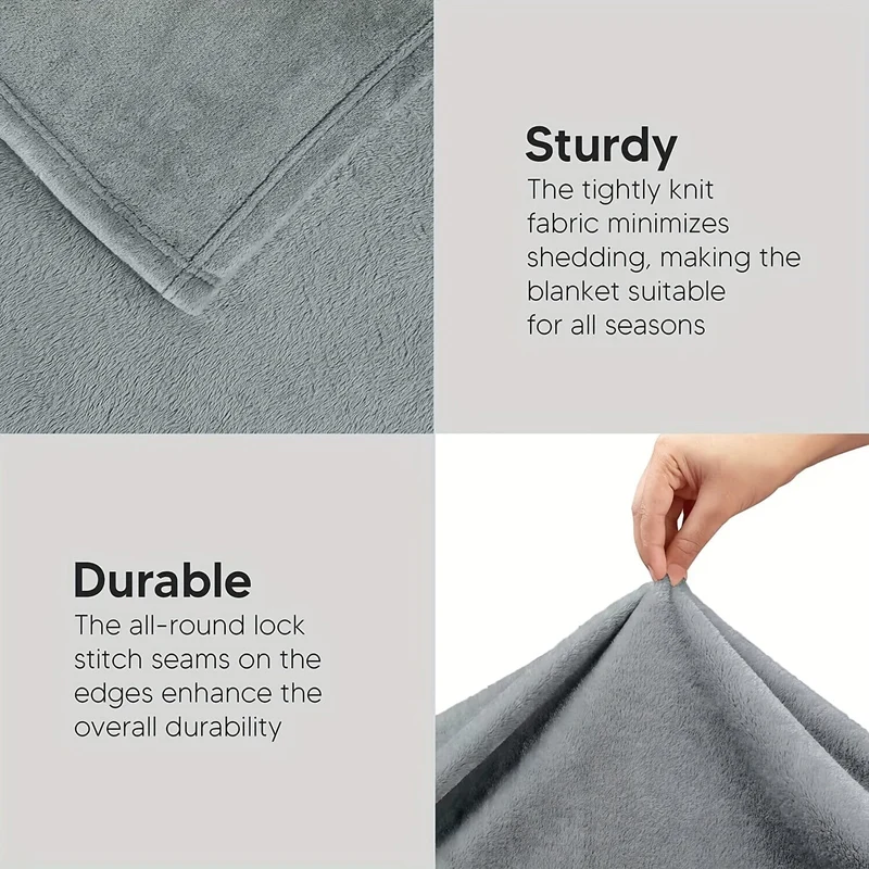 1 Stück graue Überwurfdecke, weiche Flanell-Fleecedecken, antistatische Mikrofaser-Bettdecke für Couch, Bett, Sofa, Reisen, Camping, Schulutensilien für Wohnheim