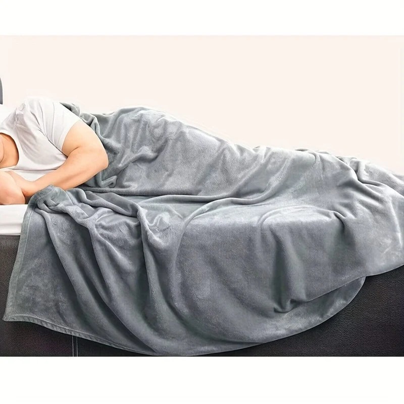1 Stück graue Überwurfdecke, weiche Flanell-Fleecedecken, antistatische Mikrofaser-Bettdecke für Couch, Bett, Sofa, Reisen, Camping, Schulutensilien für Wohnheim