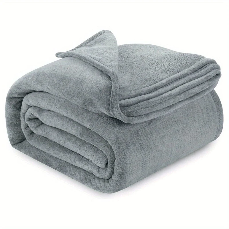 1 Stück graue Überwurfdecke, weiche Flanell-Fleecedecken, antistatische Mikrofaser-Bettdecke für Couch, Bett, Sofa, Reisen, Camping, Schulutensilien für Wohnheim