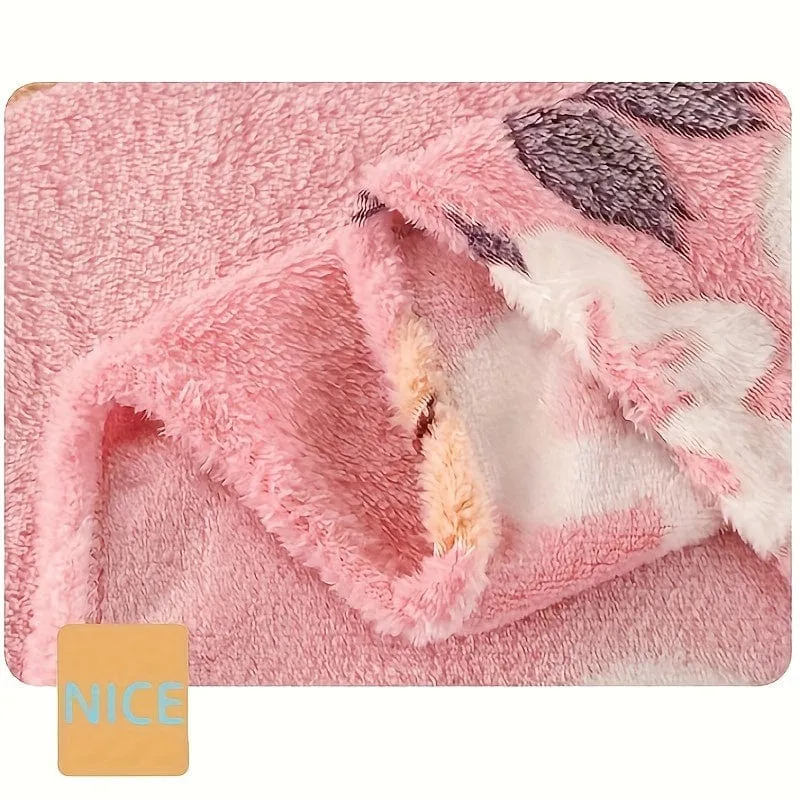 1 Stück süße Flanelldecke mit rosa Blumendruck, Klimaanlagendecke, Nickerchendecke, weiche und bequeme Decke, Büro-Camping-Reise-Heimdekorationsdecke, Schaldecke, hautfreundliche, lässige Sofadecke, mehrfarbig
