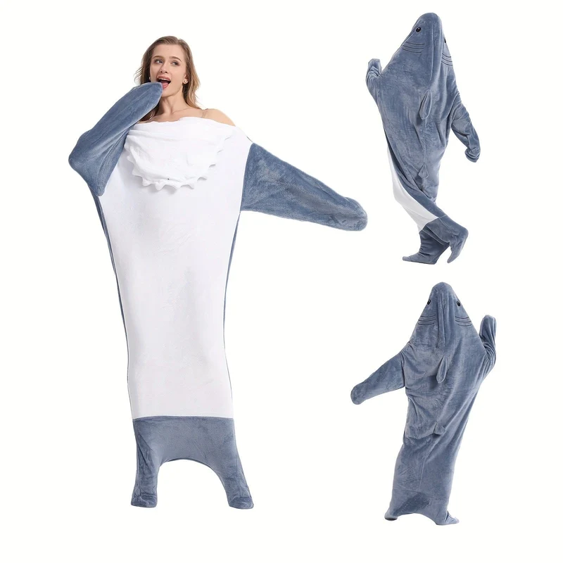 1 Stück Hai-Decke für Erwachsene, Jungen und Mädchen, Hai-Decke, tragbar, Hai-Decke, Hai-Schlafsack, Weihnachtsgeschenk