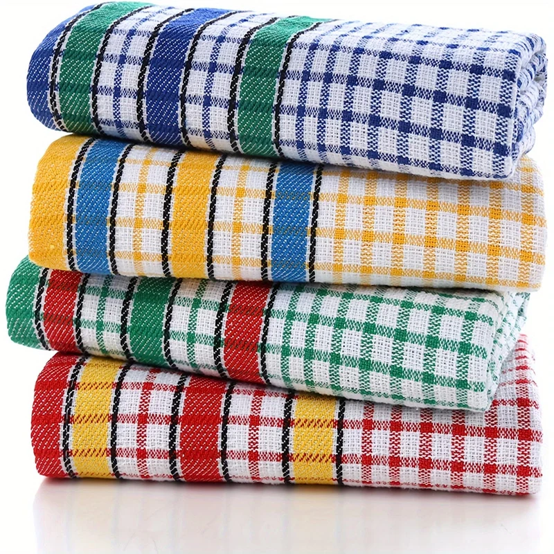 1/4 Stück großes Geschirrtuch für die Küche, saugfähiges, superweiches Geschirrtuch aus Baumwolle, buntes Tee-/Bartuch zum Waschen und Trocknen von Geschirr und für zu Hause