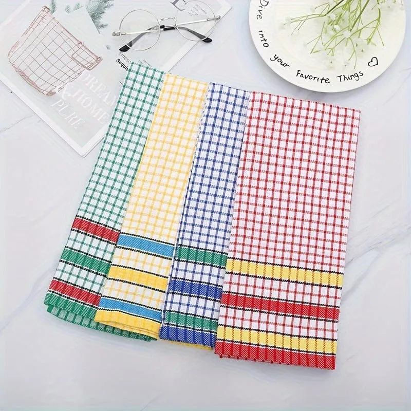 1/4 Stück großes Geschirrtuch für die Küche, saugfähiges, superweiches Geschirrtuch aus Baumwolle, buntes Tee-/Bartuch zum Waschen und Trocknen von Geschirr und für zu Hause