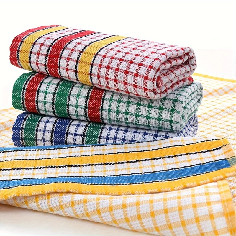 1/4 Stück großes Geschirrtuch für die Küche, saugfähiges, superweiches Geschirrtuch aus Baumwolle, buntes Tee-/Bartuch zum Waschen und Trocknen von Geschirr und für zu Hause