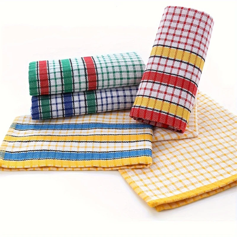 1/4 Stück großes Geschirrtuch für die Küche, saugfähiges, superweiches Geschirrtuch aus Baumwolle, buntes Tee-/Bartuch zum Waschen und Trocknen von Geschirr und für zu Hause