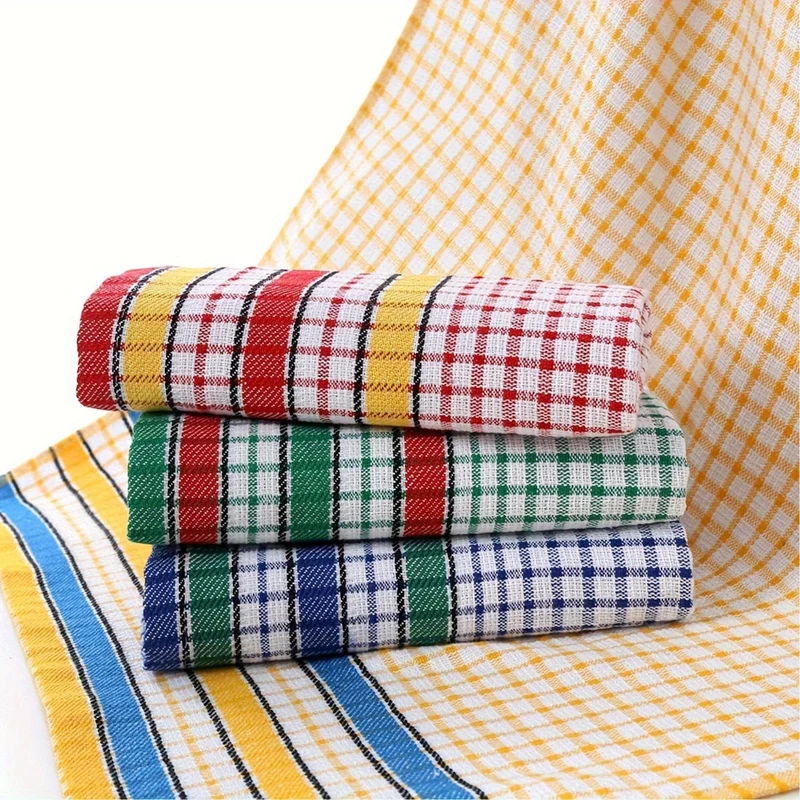 1/4 Stück großes Geschirrtuch für die Küche, saugfähiges, superweiches Geschirrtuch aus Baumwolle, buntes Tee-/Bartuch zum Waschen und Trocknen von Geschirr und für zu Hause