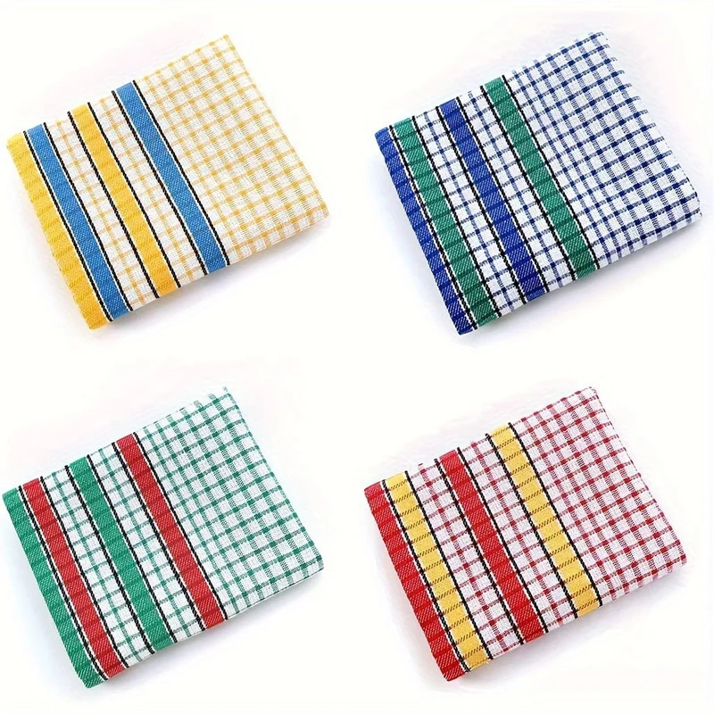 1/4 Stück großes Geschirrtuch für die Küche, saugfähiges, superweiches Geschirrtuch aus Baumwolle, buntes Tee-/Bartuch zum Waschen und Trocknen von Geschirr und für zu Hause